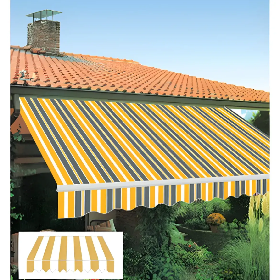 Tenda da Sole Avvolgibile 295x200 cm Bracci Retrattili Bianco Giallo