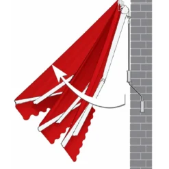 Tenda da Sole Barra Quadra 400x300 cm Rosso Ferrara Braccio a Catena