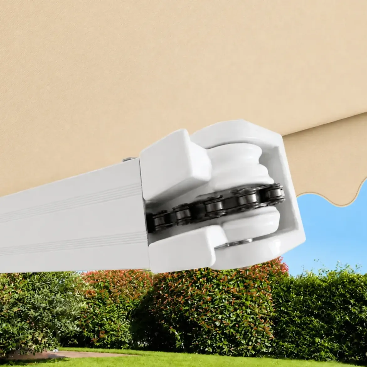 Tenda da Sole Barra Quadra 400x300 cm Beige Braccio a Catena