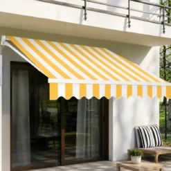 Tenda da Sole Bracci Retrattili 295x200 cm Motore Telecomando Righe Giallo