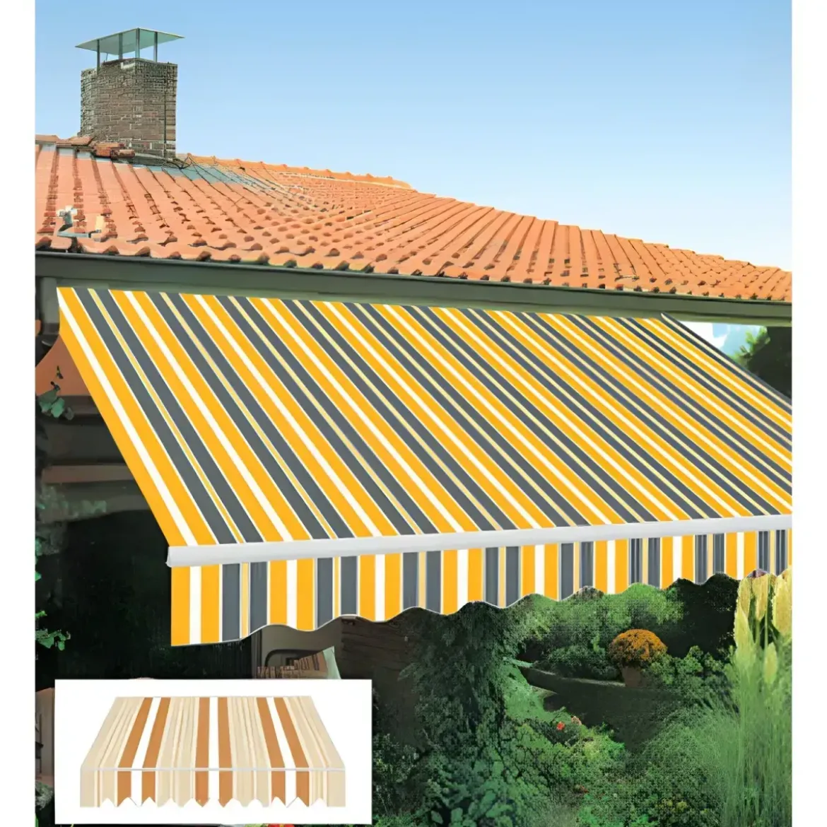 Tenda da Sole Bracci Retrattili 395x250 cm Alluminio Arancione Beige