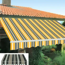 Tenda da Sole con Bracci Retrattili 395x250 cm in Alluminio Verde
