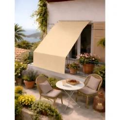 Tenda da Sole Cotone 140x250 Beige Lavabile Anelli Ganci Sacchetto