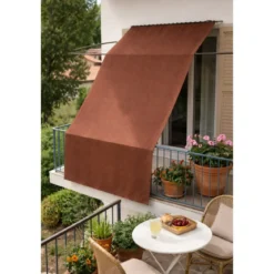 Tenda da Sole Cotone 140x300 Marrone Lavabile Anelli Ganci Sacchetto