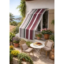 Tenda da Sole Cotone 140x350 Multiriga Marrone Lavabile Anelli Ganci