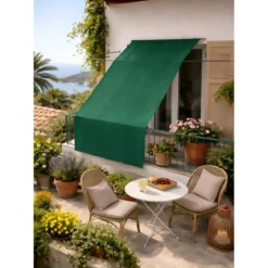 Tenda da Sole Cotone 140x350 Verde Lavabile Anelli Ganci Sacchetto