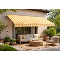 Tenda da Sole per Esterno Balcone 300x200 Avvolgibile Riga Gialla
