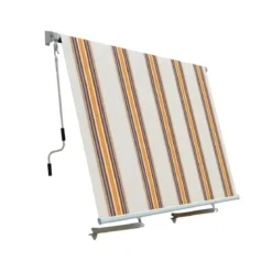 Tenda da Sole Riga Beige 300x245 a Caduta con Bracci per Balconi Moderna Esterno