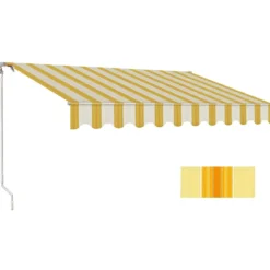 Tenda da Sole Riga Gialla 200x150 Bracci Retrattili a Barra Quadra