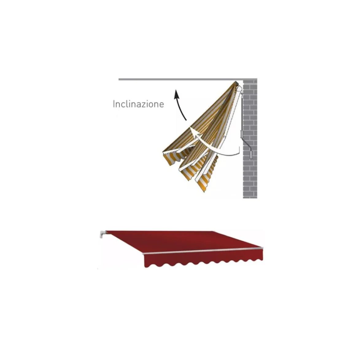 Tenda da Sole Rossa 300x200 Avvolgibile Bracci Inclinazione Regolabile