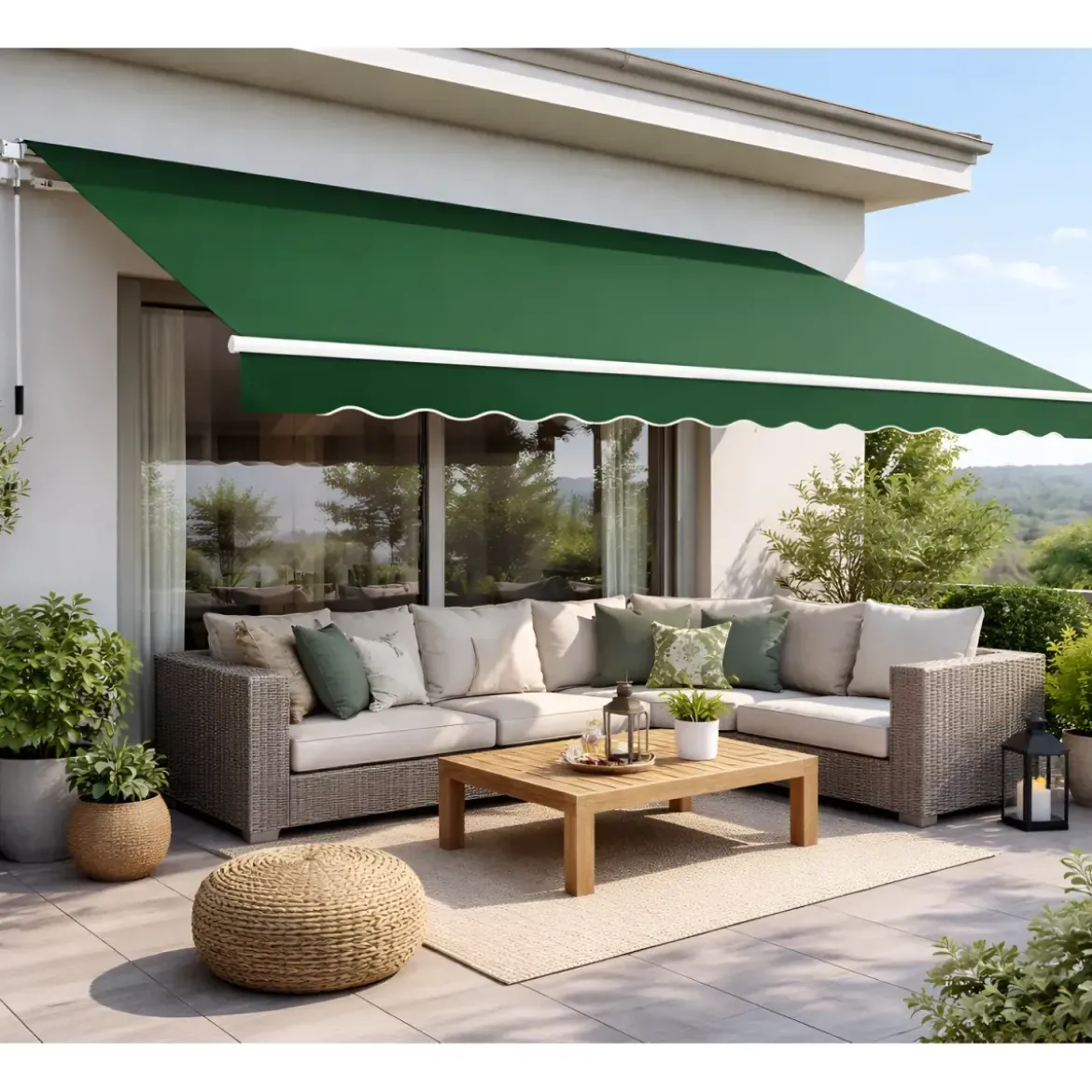 Tenda da Sole Verde 200x150 Bracci Inclinazione Regolabile Barra Quadra