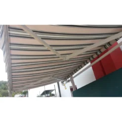 Tenda da Sole 250x200 a Bracci Retrattili Riga Gialla Rullo per Esterno Terrazzo