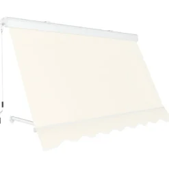 Tenda da Sole 300x300 Beige Cassonata a Caduta con Bracci da Esterno