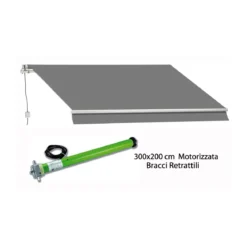 Tenda da Sole 300x200 cm a Bracci Retrattili Motorizzata con Motore Elettrica