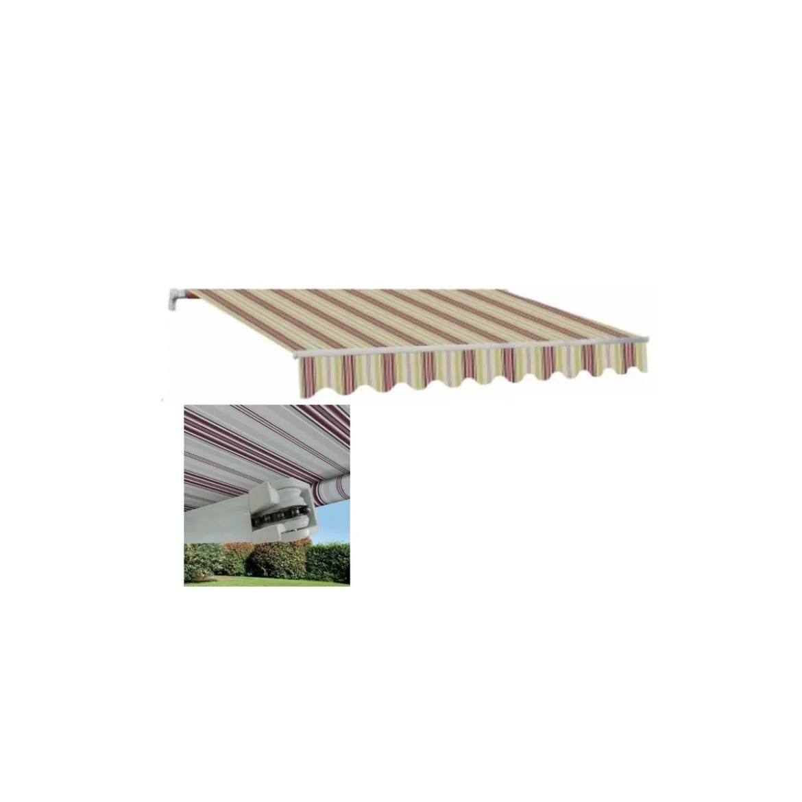Tenda da Sole 300x200 con Bracci a Catena Righe Rosse Inclinazione Regolabile