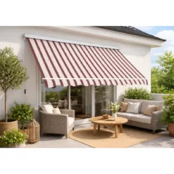 Tenda da Sole 400x300 Riga Rossa a Caduta Cassonata con Bracci