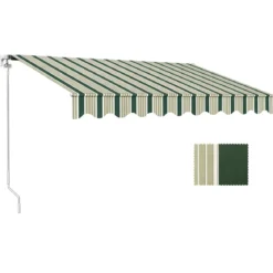 Tenda da Sole 200x150 Rigata Verde Bianco Barra Quadra Avvolgibile