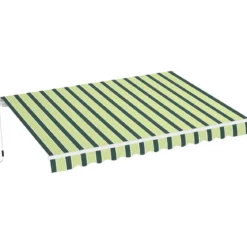 Tenda da Sole 400x300 Rigata Verde Bianco Barra Quadra Avvolgibile
