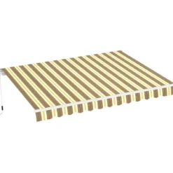 Tenda da Sole 200x150 Rigato Beige a Barra Quadra Avvolgibile Esterno