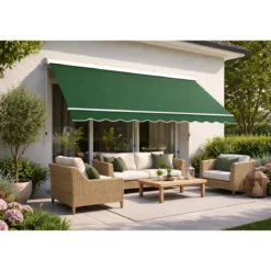 Tenda da Sole 300x300 Verde Cassonata a Caduta Bracci Balcone Terrazzo