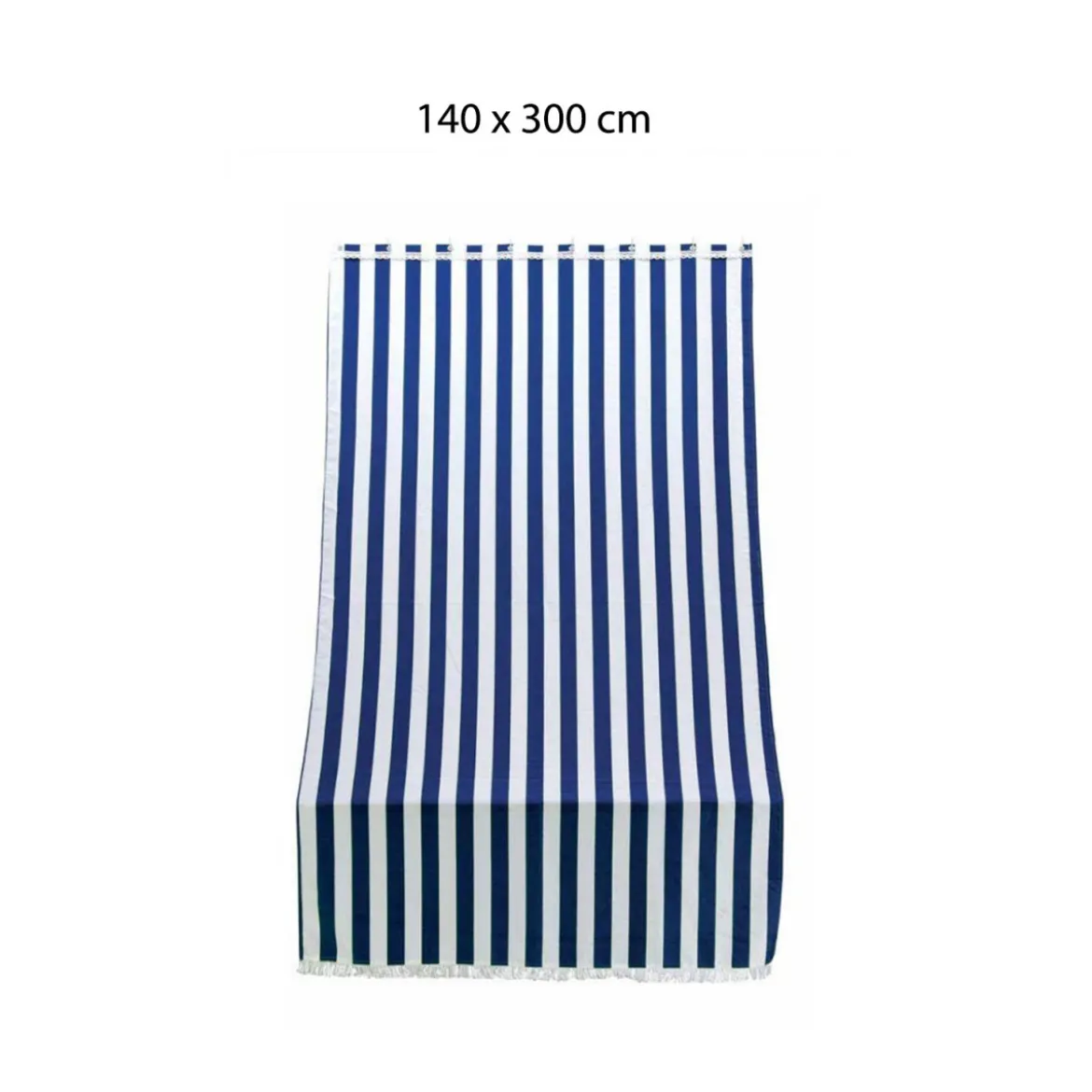 Tenda Righe Blu Parasole 140x300 a Soffitto con Anelli per Terrazzo