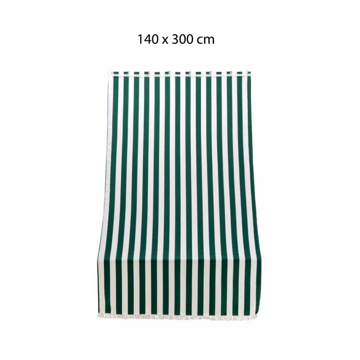 Tenda Righe Verde Parasole 140x300 a Soffitto con Anelli per Terrazzo