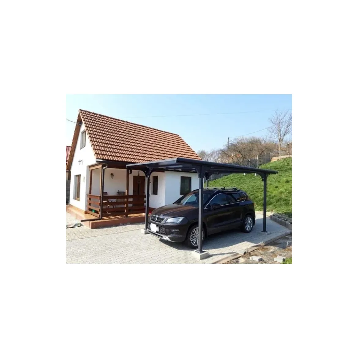 Tettoia in Alluminio 3x5 metri Carport Policarbonato Gazebo Posto Auto