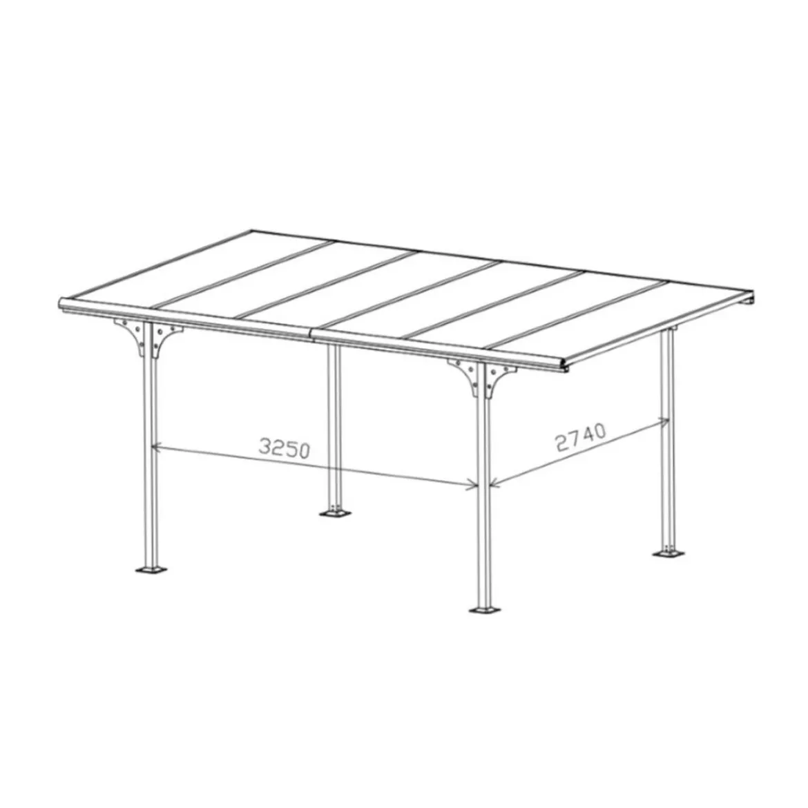 Tettoia in Alluminio 3x5 metri Carport Policarbonato Gazebo Posto Auto