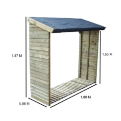 Tettoia Legnaia 188x86 2 Pareti in Legno Portalegna da Ardere Giardino Esterno