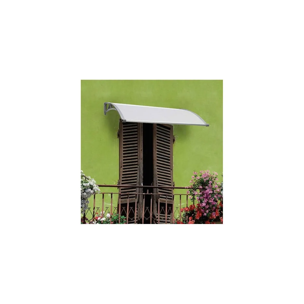 Tettoia Pensilina 120x100 Policarbonato Compatto Satinato Sgocciolatoio Modulare