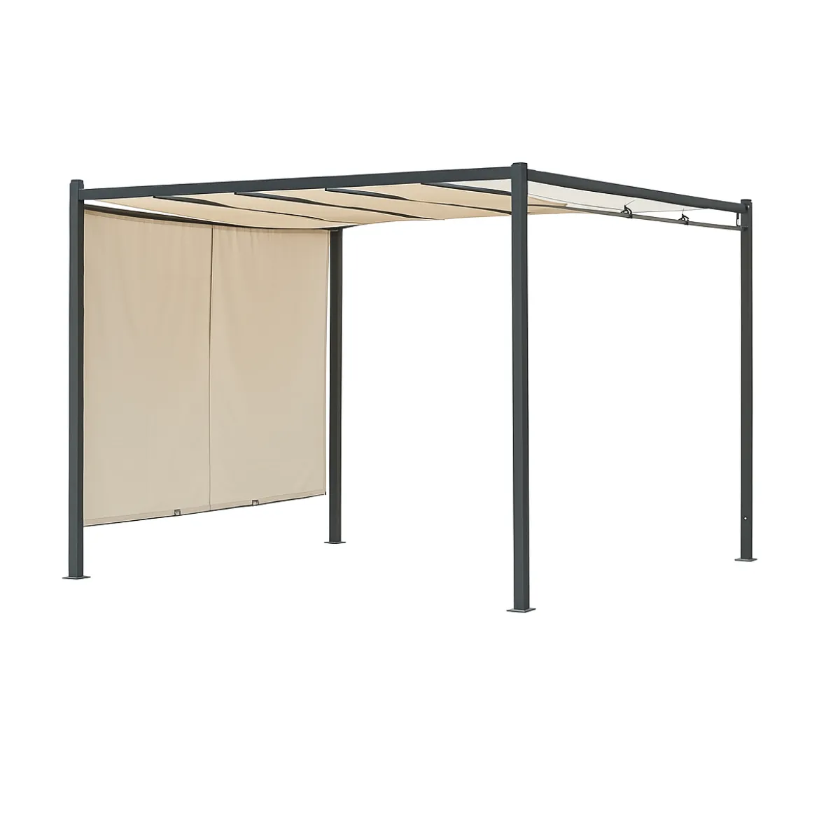 Tettoia Pergola in Acciaio 300x300 cm con Telo Scorrevole