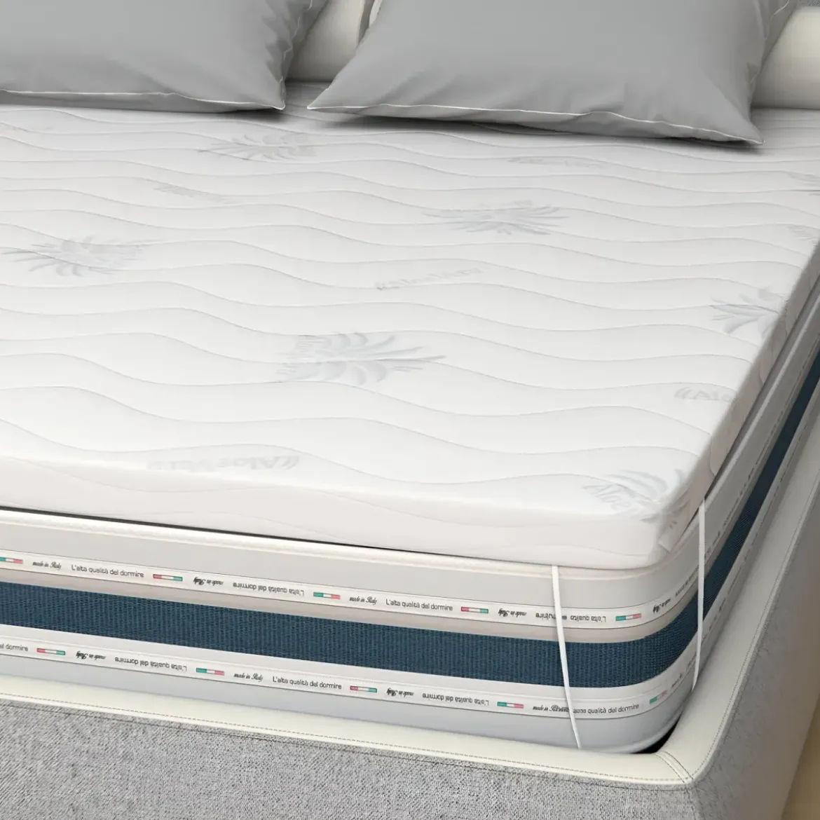 Topper Memory Foam Materasso alla Francese 140x195 h5 Sfoderabile Aloe