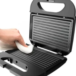 Tostiera Compatta Acciaio Inox 21,5x21,5x7,5 cm 750 W Nera Oro