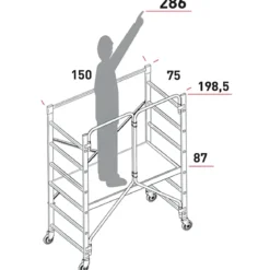 Trabattello Alluminio Pieghevole 198,5 cm Piano 153x68 cm Ruote Freno