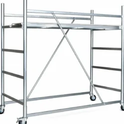 Trabattello Ponteggio Acciaio 160x80 cm Mezzopiano Ruote Lavoro 320 cm