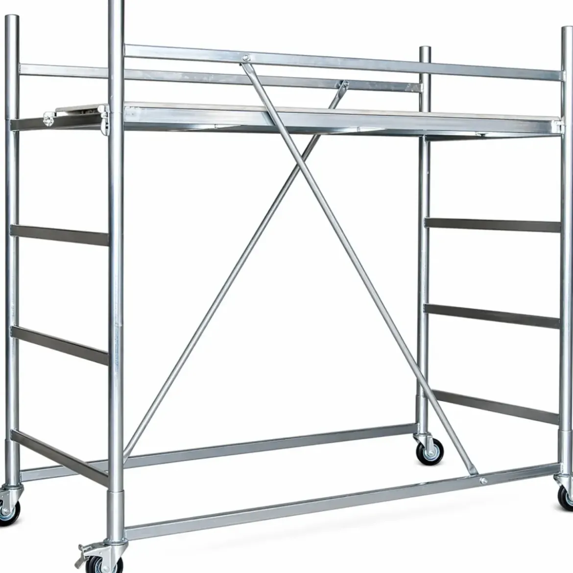 Trabattello Ponteggio Acciaio 160x80 cm Mezzopiano Ruote Lavoro 320 cm