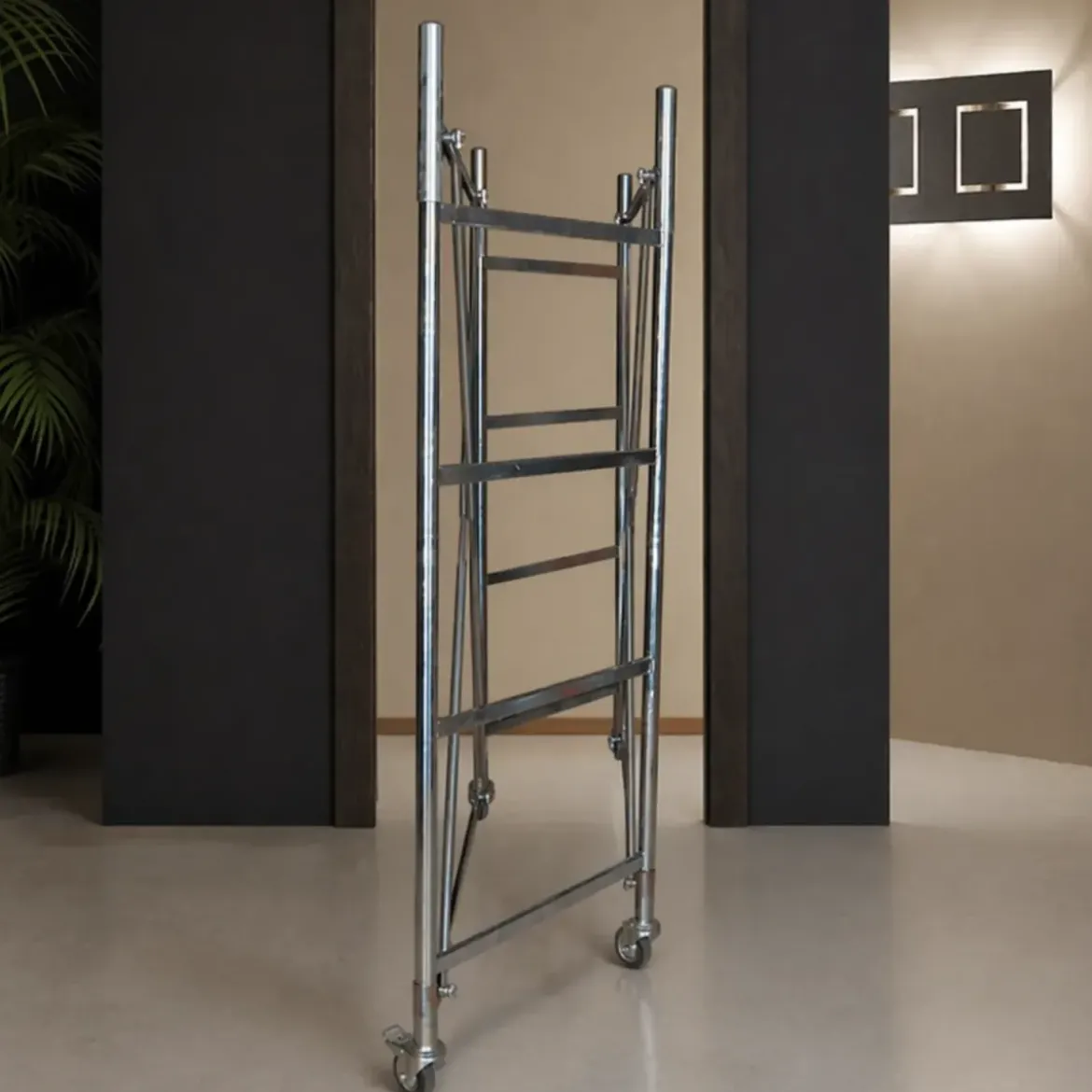Trabattello Ponteggio Acciaio 160x80 cm Mezzopiano Ruote Lavoro 320 cm