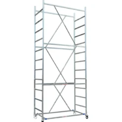 Trabattello Ponteggio Acciaio 160x80 cm Mezzopiano Ruote Lavoro 510 cm