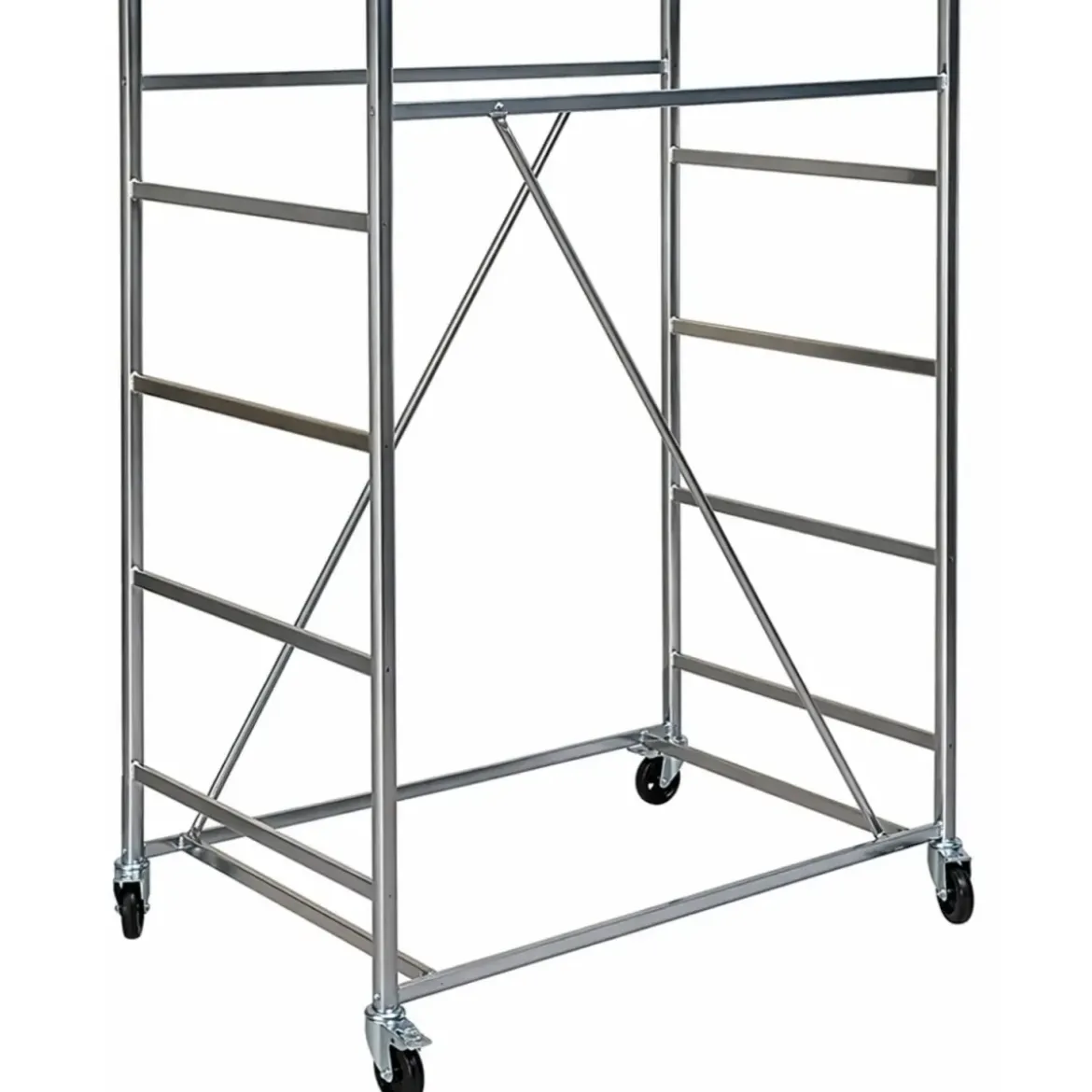 Trabattello Ponteggio Acciaio Altezza 320 cm Mezzopiano Ruote Girevoli