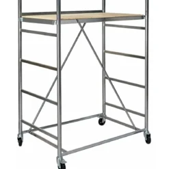 Trabattello Ponteggio Acciaio Altezza 320 cm Mezzopiano Ruote Girevoli