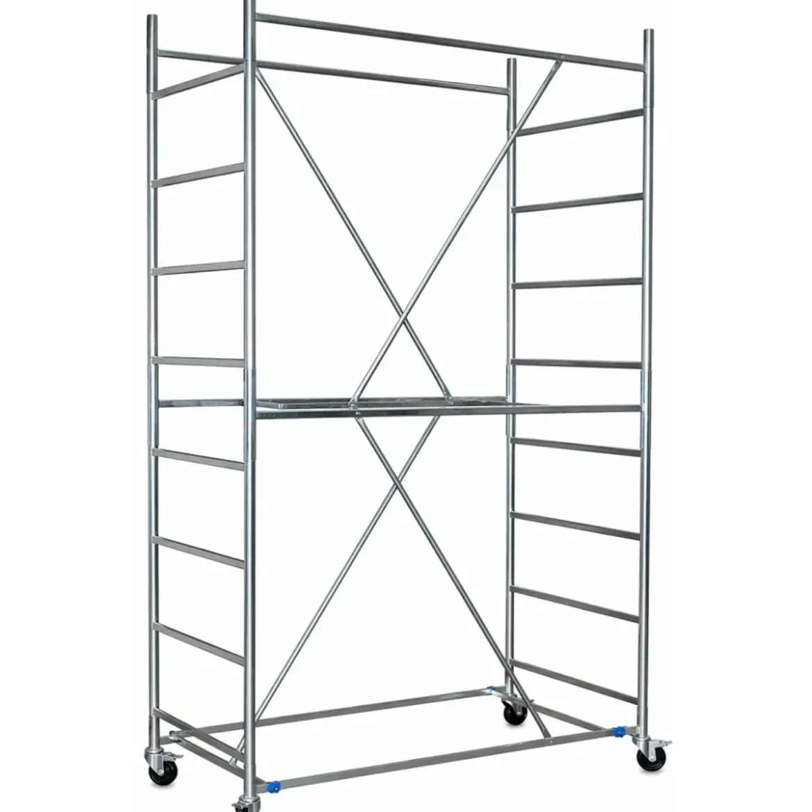 Trabattello Ponteggio Acciaio 160x80 cm Mezzopiano Ruote Lavoro 390 cm