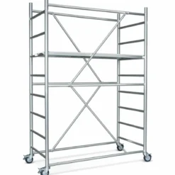 Trabattello Ponteggio Acciaio 160x80 cm Mezzopiano Ruote Lavoro 390 cm