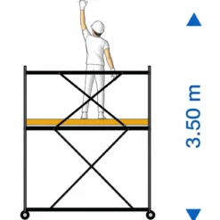Trabattello Ponteggio Lavoro 350 cm Professionale con Piano Parapetto