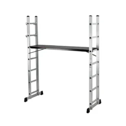 Trabattello Scala Alluminio 6 Scalini Multiposizione Max 120kg Ponteggio Lavori