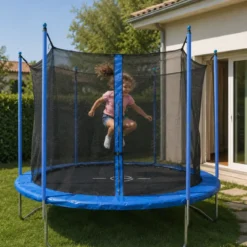 Trampolino Elastico 244 cm per Bambini Rete Sicurezza da Esterno