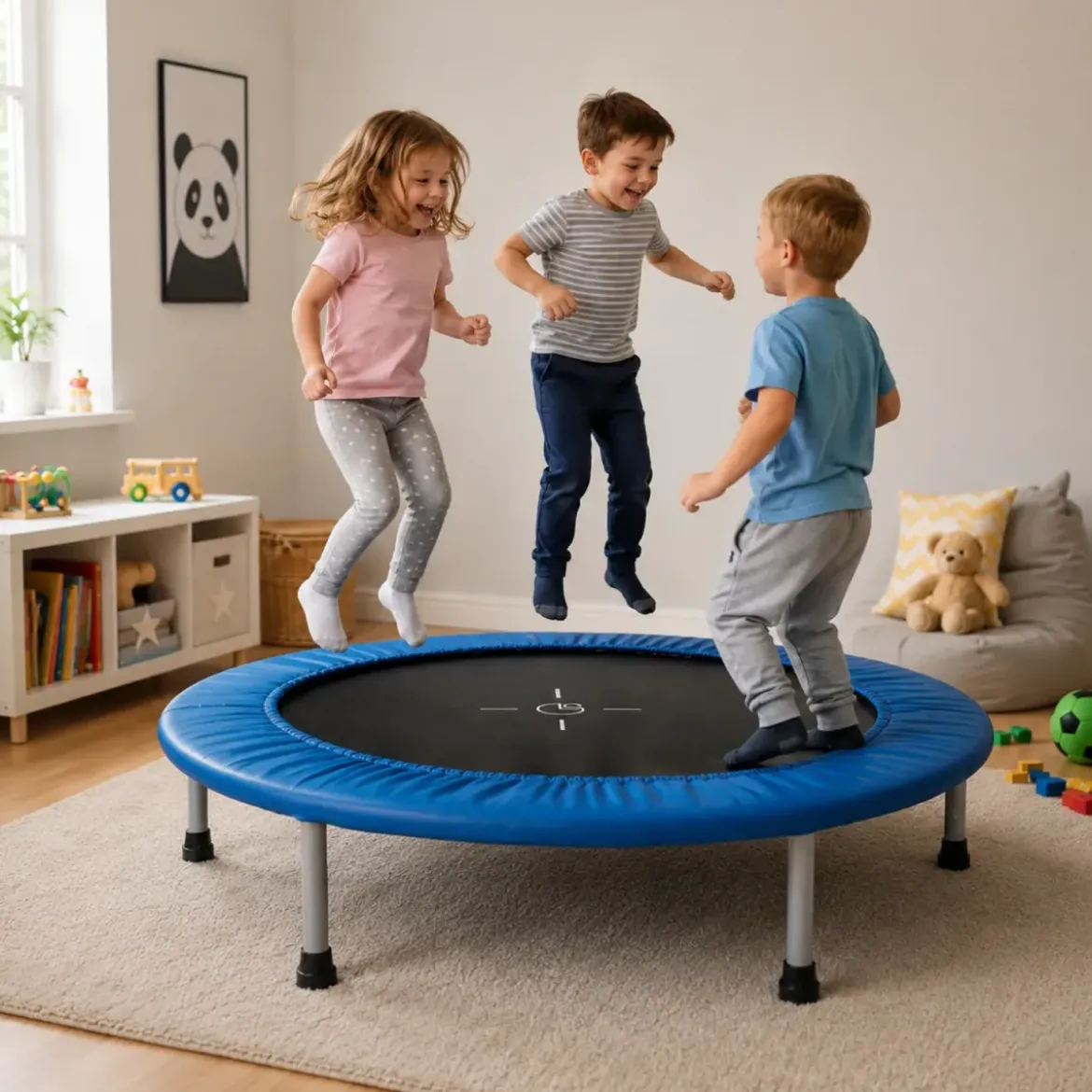 Trampolino Molle da Interno 122 cm Bambini Adulti Piedini Antiscivolo