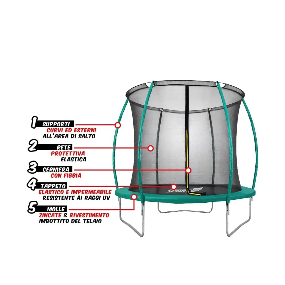 Trampolino Tappeto Elastico 305 cm Diametro Bambini Rete Sicurezza da Giardino