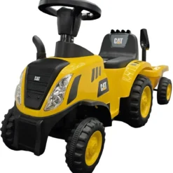 Trattore Caterpillar Cavalcabile per Bambini Giallo con Rimorchio