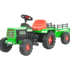 Trattore Elettrico Bambini 6V Rimorchio Verde Batteria Ricaricabile
