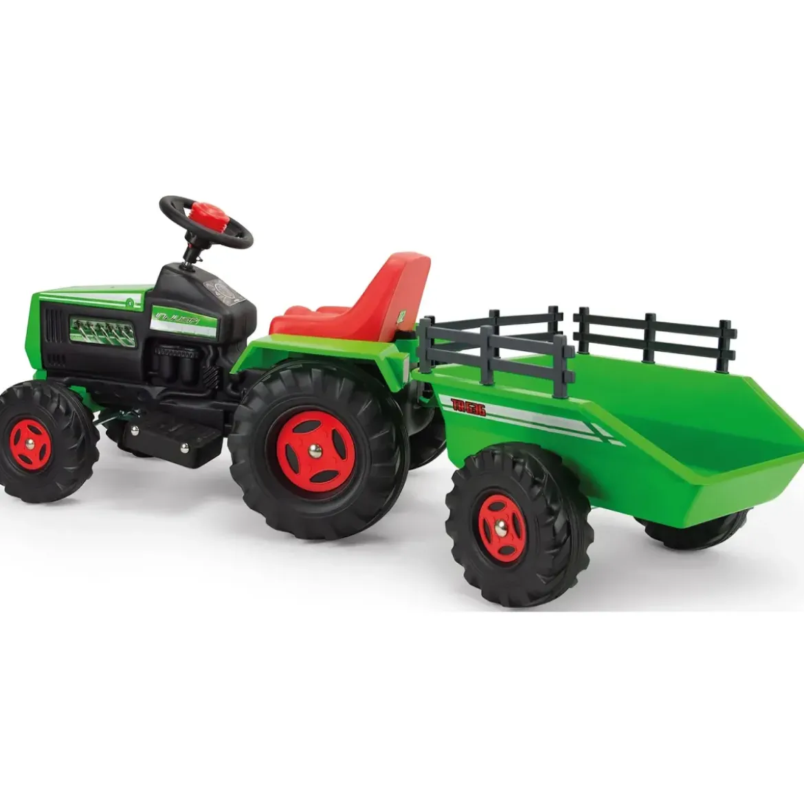 Trattore Elettrico Bambini 6V Rimorchio Verde Batteria Ricaricabile